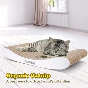 img 1 attached to 🐱 Aibuddy Cat Scratcher: Curve Scratching Pad Lounge Bed with Catnip [44x25x7cm, Superior Cardboard & Construction]