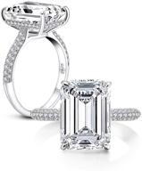 💍 ainuoshi 6 carats emerald cut cz cubic zirconia ring - rhodium plated/rose gold sterling silver simulated diamond wedding band logo