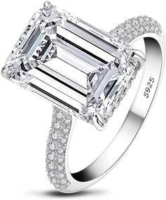 img 3 attached to 💍 AINUOSHI 6 Carats Emerald Cut CZ Cubic Zirconia Ring - Rhodium Plated/Rose Gold Sterling Silver Simulated Diamond Wedding Band