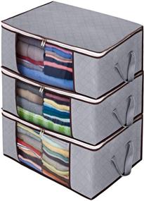 img 4 attached to 👕 Organize and Protect Your Clothing with Awekris Foldable Blanket Storage Bags - 3 Pack, Silver Gray