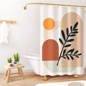 img 2 attached to YellyHommy Boho Shower Curtain for Bathroom - Mid Century Modern Curtain Set with 12 Hooks - Terracotta Abstract Design - Waterproof Fabric - Aesthetic and Decorative - 72Wx72H