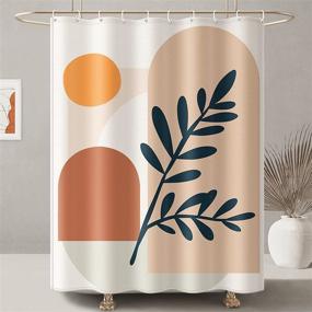 img 1 attached to YellyHommy Boho Shower Curtain for Bathroom - Mid Century Modern Curtain Set with 12 Hooks - Terracotta Abstract Design - Waterproof Fabric - Aesthetic and Decorative - 72Wx72H