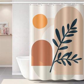 img 4 attached to YellyHommy Boho Shower Curtain for Bathroom - Mid Century Modern Curtain Set with 12 Hooks - Terracotta Abstract Design - Waterproof Fabric - Aesthetic and Decorative - 72Wx72H
