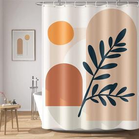 img 3 attached to YellyHommy Boho Shower Curtain for Bathroom - Mid Century Modern Curtain Set with 12 Hooks - Terracotta Abstract Design - Waterproof Fabric - Aesthetic and Decorative - 72Wx72H