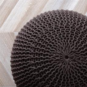 img 1 attached to 🪑 Hand-Woven Cotton Brown Round Knit Pouf by Urban Shop - Enhancing Your Space with Style