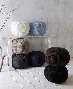 img 2 attached to 🪑 Hand-Woven Cotton Brown Round Knit Pouf by Urban Shop - Enhancing Your Space with Style