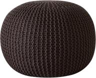 🪑 hand-woven cotton brown round knit pouf by urban shop - enhancing your space with style logo