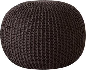 img 4 attached to 🪑 Hand-Woven Cotton Brown Round Knit Pouf by Urban Shop - Enhancing Your Space with Style