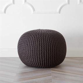 img 3 attached to 🪑 Hand-Woven Cotton Brown Round Knit Pouf by Urban Shop - Enhancing Your Space with Style