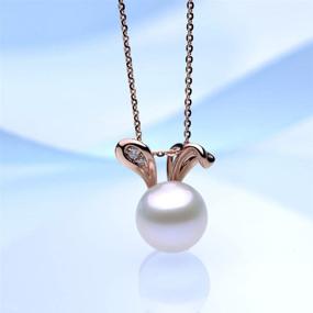 img 3 attached to 🐇 Adorable Rabbit Pendant Necklace - Freshwater Cultured Pearls S925 Sterling Silver Jewelry in Delicate Rose Gold for Girls and Women, Perfect Gift for Easter, Valentine's Day, Christmas, Anniversary