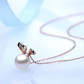 img 1 attached to 🐇 Adorable Rabbit Pendant Necklace - Freshwater Cultured Pearls S925 Sterling Silver Jewelry in Delicate Rose Gold for Girls and Women, Perfect Gift for Easter, Valentine's Day, Christmas, Anniversary