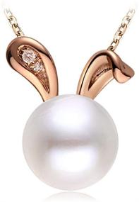 img 4 attached to 🐇 Adorable Rabbit Pendant Necklace - Freshwater Cultured Pearls S925 Sterling Silver Jewelry in Delicate Rose Gold for Girls and Women, Perfect Gift for Easter, Valentine's Day, Christmas, Anniversary