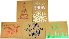 img 1 attached to Premium 10-Pack Christmas Kraft Gift Boxes and Tissue Paper Bundle: Festive Foil Designs