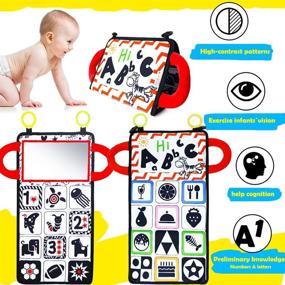 img 2 attached to Epessa Baby Floor Mirror: High Contrast Montessori Sensory Black and White Toy for Tummy Time, Autism Gift for Infants & Toddlers