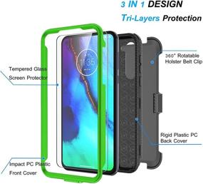 img 3 attached to 📱 Njjex Motorola Moto G Power Case 2020, Moto G Stylus Case + Tempered Glass Screen Protector [2 Pack], [Nbeck] Shockproof Heavy Duty Locking Swivel Holster Belt Clip Kickstand Hard Cover [Green]