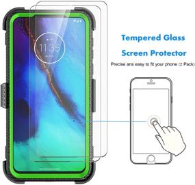 img 1 attached to 📱 Njjex Motorola Moto G Power Case 2020, Moto G Stylus Case + Tempered Glass Screen Protector [2 Pack], [Nbeck] Shockproof Heavy Duty Locking Swivel Holster Belt Clip Kickstand Hard Cover [Green]