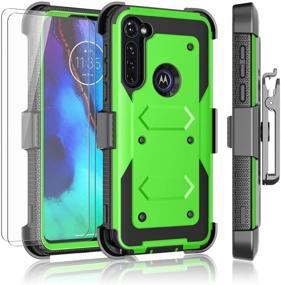 img 4 attached to 📱 Njjex Motorola Moto G Power Case 2020, Moto G Stylus Case + Tempered Glass Screen Protector [2 Pack], [Nbeck] Shockproof Heavy Duty Locking Swivel Holster Belt Clip Kickstand Hard Cover [Green]