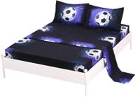 3pc twin size soccer bedding sheet sets - flat fitted sheet included - perfect for boys, girls, and teens logo