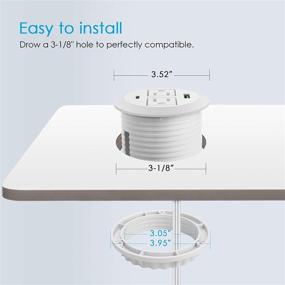 img 1 attached to 💡 CCCEI 18W USB C 3 дюйма Десктопная вставная розетка с портом USB-C, белая - Встроенная розетка для столешницы, 125 В 12 А 1500 Вт, кабель 6 футов включен.