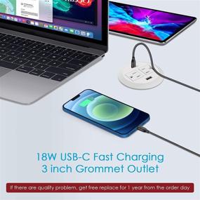 img 2 attached to 💡 CCCEI 18W USB C 3 дюйма Десктопная вставная розетка с портом USB-C, белая - Встроенная розетка для столешницы, 125 В 12 А 1500 Вт, кабель 6 футов включен.