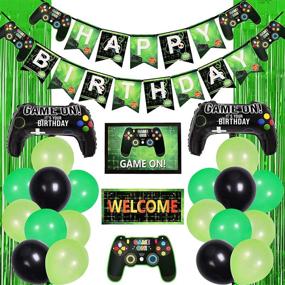 img 4 attached to 🎮 Garma Video Game Party Supplies: Ultimate Gamer Birthday Decorations for Boys - Green & Black Balloons, Garland Arch Kit, Banner, Hanging Sign, Fringe Curtains, and Gamepad Balloons