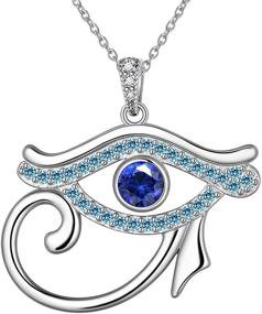 img 4 attached to 🔷 Egyptian Eye of Horus Jewelry Set: 925 Sterling Silver Blue Eye of Horus Ring/Bracelet/Necklace Earrings Set - Perfect Amulet Gift for Wife/Girlfriend on Christmas, Valentine's Day, or Birthday