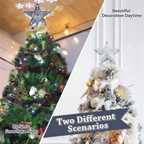 img 3 attached to 🌟 Lighted Christmas Tree Topper: Solpex Rotating Snowflake Projector with 3D Glitter Hollow Star Design for Stunning Christmas Tree Decorations