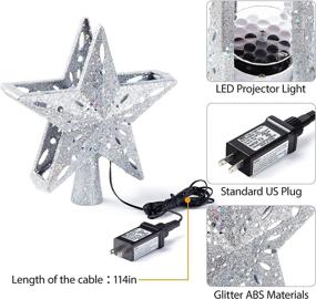 img 2 attached to 🌟 Lighted Christmas Tree Topper: Solpex Rotating Snowflake Projector with 3D Glitter Hollow Star Design for Stunning Christmas Tree Decorations