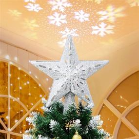 img 4 attached to 🌟 Lighted Christmas Tree Topper: Solpex Rotating Snowflake Projector with 3D Glitter Hollow Star Design for Stunning Christmas Tree Decorations