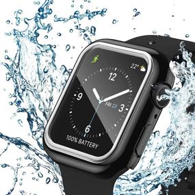 img 4 attached to 💦 Водонепроницаемый защитный стеклянный экран для часов Apple Watch для серии 6/5/4/SE 40 мм, полное покрытие чувствительного к касанию HD-экрана с серебристым краем - совместимый с iWatch 40 мм.