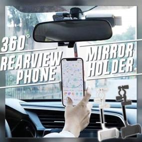 img 3 attached to 📱 Universal Car Rearview Mirror Mount Phone Holder with 360° Rotation, Ideal for 4.0-6.1 inch Mobile Phones and GPS – White (1PC)