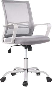 img 4 attached to 🪑 Grey Mesh Office Chair with Lumbar Support & Adjustable Armrests - Ergonomic, Swivel, and Rolling Computer Desk Chair for Executive Home Offices