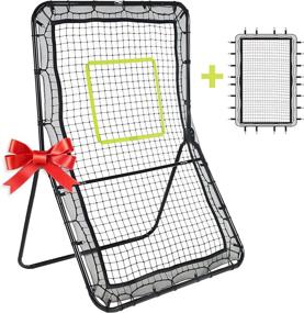 img 4 attached to 🥍 Lacrosse, Baseball, and Softball Rebounder - 6x3.5 Ft. Bounce Back, Pitch Back Training Equipment with Bonus Net and Straps