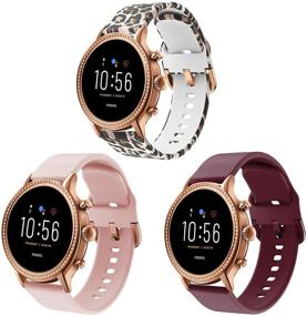 img 4 attached to 🌸 ViCRiOR Floral Printed Silicone Bands for Fossil Gen 5 Julianna Women's Smart Watch - 22mm Quick Release Replacement Band