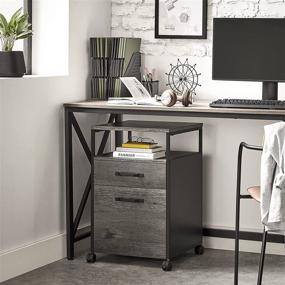 img 1 attached to 🗄️ VASAGLE Rolling File Cabinet: Industrial Style Office Cabinet on Wheels with 2 Drawers and Open Shelf - Charcoal Gray and Black UOFC071B04