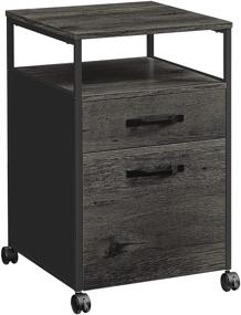 img 4 attached to 🗄️ VASAGLE Rolling File Cabinet: Industrial Style Office Cabinet on Wheels with 2 Drawers and Open Shelf - Charcoal Gray and Black UOFC071B04