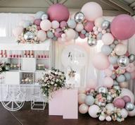 🎈 oopat mauve and pink balloon garland kit: perfect for baby shower, cocktail, bridal shower, 1st birthday, wedding, garden tea party backdrop decoration - diy логотип