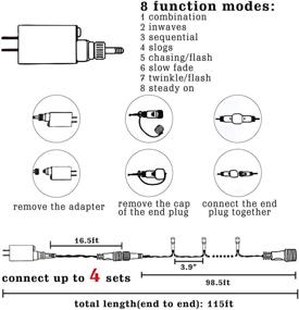 img 3 attached to 🎄 Funpeny 300 светодиодных рождественских гирлянд – 100 футовые соединяемые феерические гирлянды на зеленом проводе – 8 режимов, водонепроницаемые для использования внутри и снаружи, для украшения елки, дома и сада – многоцветные.