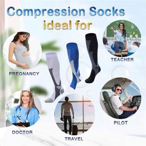 img 1 attached to 🧦 High-Quality Compression Socks: 3 Pairs for Men & Women, 20-30 mmHg - Effective Support for Sports, Varicose Veins - White, Blue, Black