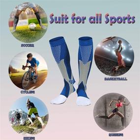 img 2 attached to 🧦 High-Quality Compression Socks: 3 Pairs for Men & Women, 20-30 mmHg - Effective Support for Sports, Varicose Veins - White, Blue, Black