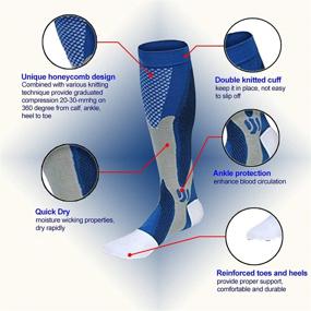 img 3 attached to 🧦 High-Quality Compression Socks: 3 Pairs for Men & Women, 20-30 mmHg - Effective Support for Sports, Varicose Veins - White, Blue, Black