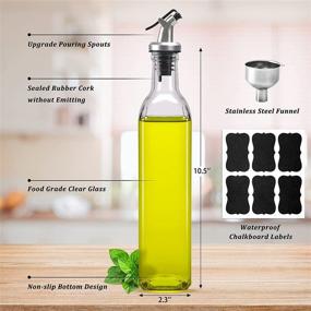 img 3 attached to BKHUK 4-Pack 17oz Glass Olive Oil Dispenser Bottles: Clear 500ml Vinegar Cruet with Pourers & Funnel - Perfect for Kitchen