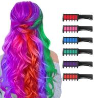 vibrant hair chalk combs - 6 colors, washable, for girls aged 4-10: perfect gift for birthdays, festivals, cosplay, and holidays! logo