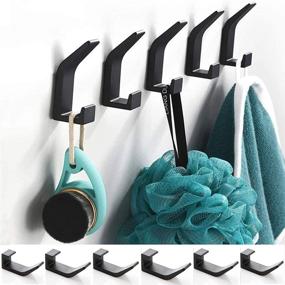 img 1 attached to 🔁 Versatile 6PCs Black Adhesive Hooks for Hanging Towels, Robes, Coats - Ideal for Bathroom, Kitchen, Toilet