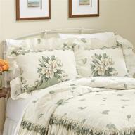 🌸 charming sage ruffle pillow sham by collections etc: magnolia garden floral design logo
