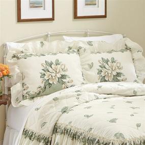 img 4 attached to 🌸 Charming Sage Ruffle Pillow Sham by Collections Etc: Magnolia Garden Floral Design