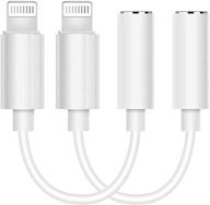 🎧 [сертифицированный apple mfi] 2 шт lightning to 3.5mm aux адаптер для наушников iphone - конвертер аудио стерео разъема совместимый с iphone 11/xs/xr/x/8/7/ipad/ipod, поддерживает звонки и управление музыкой. логотип