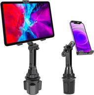 📱 lopnord car cup holder tablet mount - compatible with samsung galaxy z fold 3, flip 3, s21+, s20+ - cell phone and ipad stand for iphone 13, 12, 11 pro max - ipad mini 6/5/4 - adjustable 2-in-1 ipad mount логотип