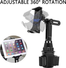img 2 attached to 📱 Lopnord Car Cup Holder Tablet Mount - Compatible with Samsung Galaxy Z Fold 3, Flip 3, S21+, S20+ - Cell Phone and ipad Stand for iPhone 13, 12, 11 Pro Max - iPad Mini 6/5/4 - Adjustable 2-in-1 iPad Mount