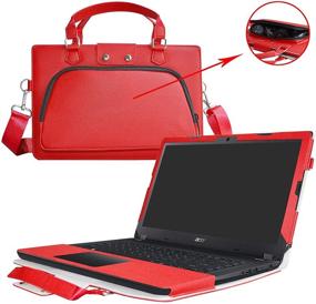 img 3 attached to 🔴 15.6" Acer Aspire 3 A315-51 A315-52 A315-31 A315-21 Series Laptop Case - Premium PU Leather Protective Cover + Travel Tote Bag, Red